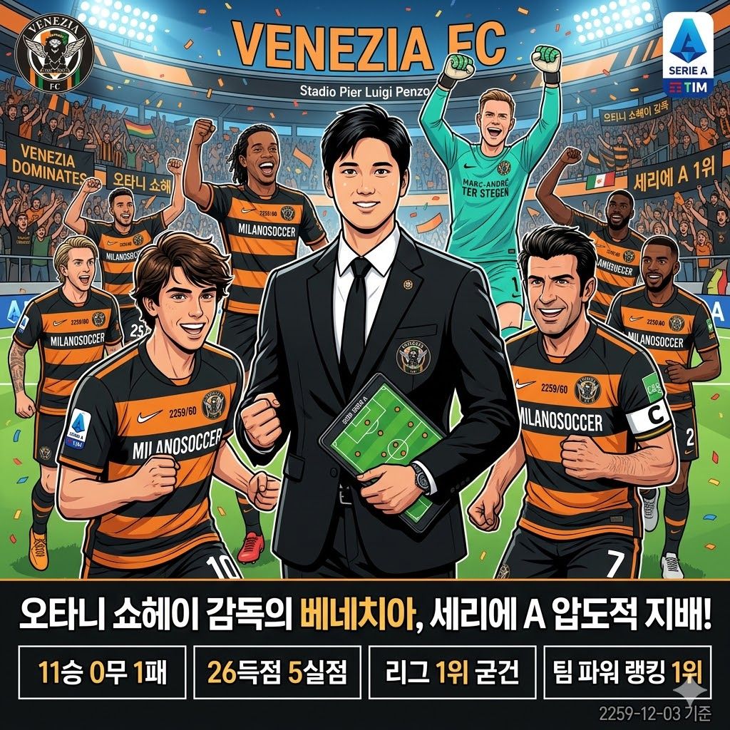 베네치아 돌풍! 오타니 매직, 세리에A 평정